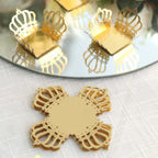50 - Pack Mini Paper Truffle Cup Liners Crown Square Design Metallic Gold - 225GSM Cupcake Tray Wrappers 4" - Bell Racket Store