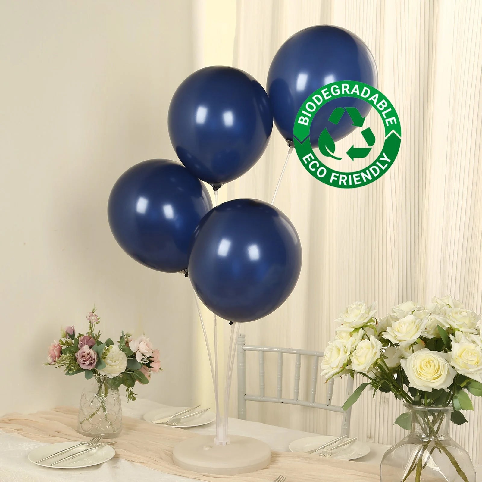 50 Pack Navy Blue Biodegradable Balloons, 12" Thickened Extra Strong Eco - friendly Latex Helium Party Balloons - Bell Racket Store