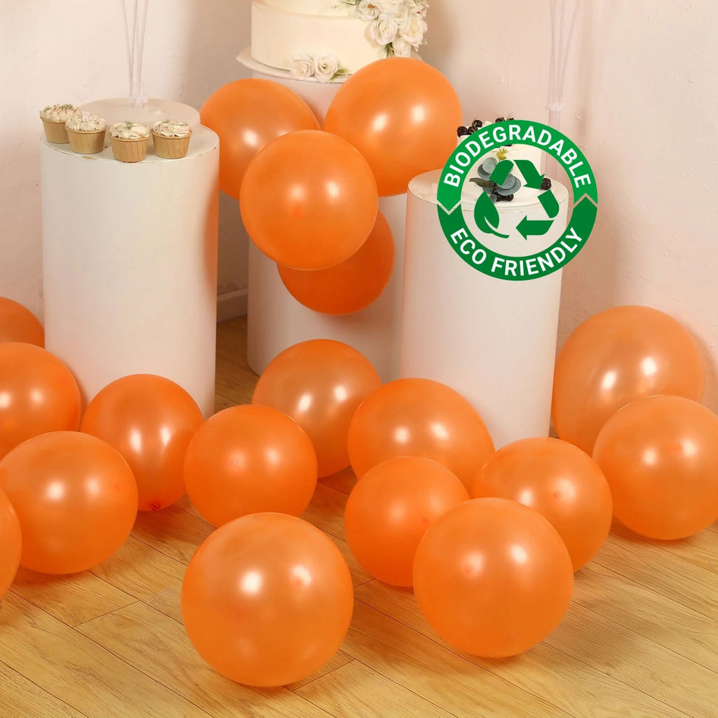 50 Pack Orange Biodegradable Balloons, 12" Thickened Extra Strong Eco - friendly Latex Helium Party Balloons - Bell Racket Store