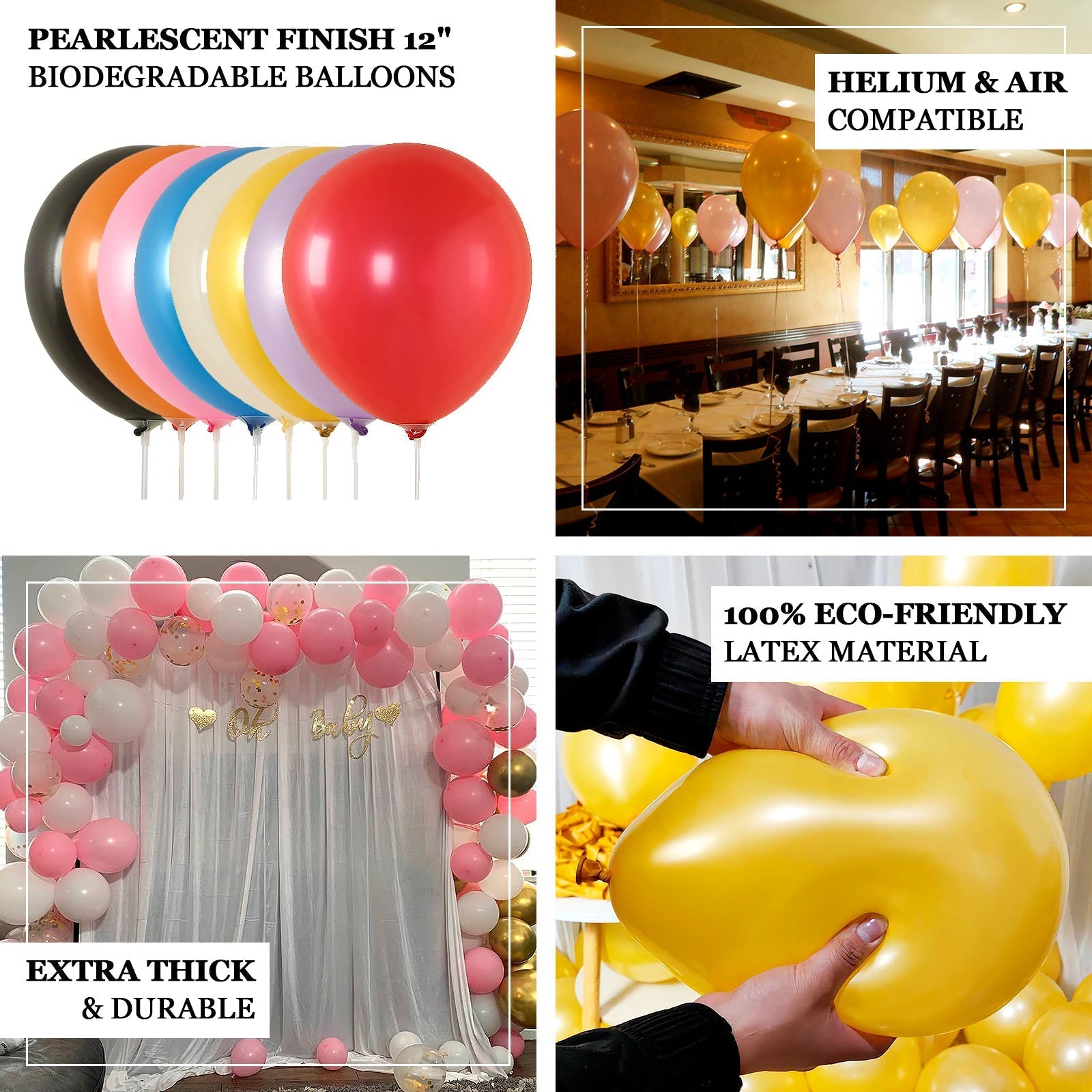 50 Pack Orange Biodegradable Balloons, 12" Thickened Extra Strong Eco - friendly Latex Helium Party Balloons - Bell Racket Store
