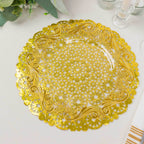 50 - Pack Paper 12" Round Placemats in Metallic Gold - Disposable 50GSM Lace Doilies with Medallion Style for Dessert Display & Table Decor - Bell Racket Store