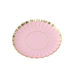 50 - Pack Paper 3.5" Round Party Plates in Blush with Gold Scalloped Rim - Disposable Mini 250GSM Dessert Plates for Tapas, Appetizers & Finger Foods - Bell Racket Store