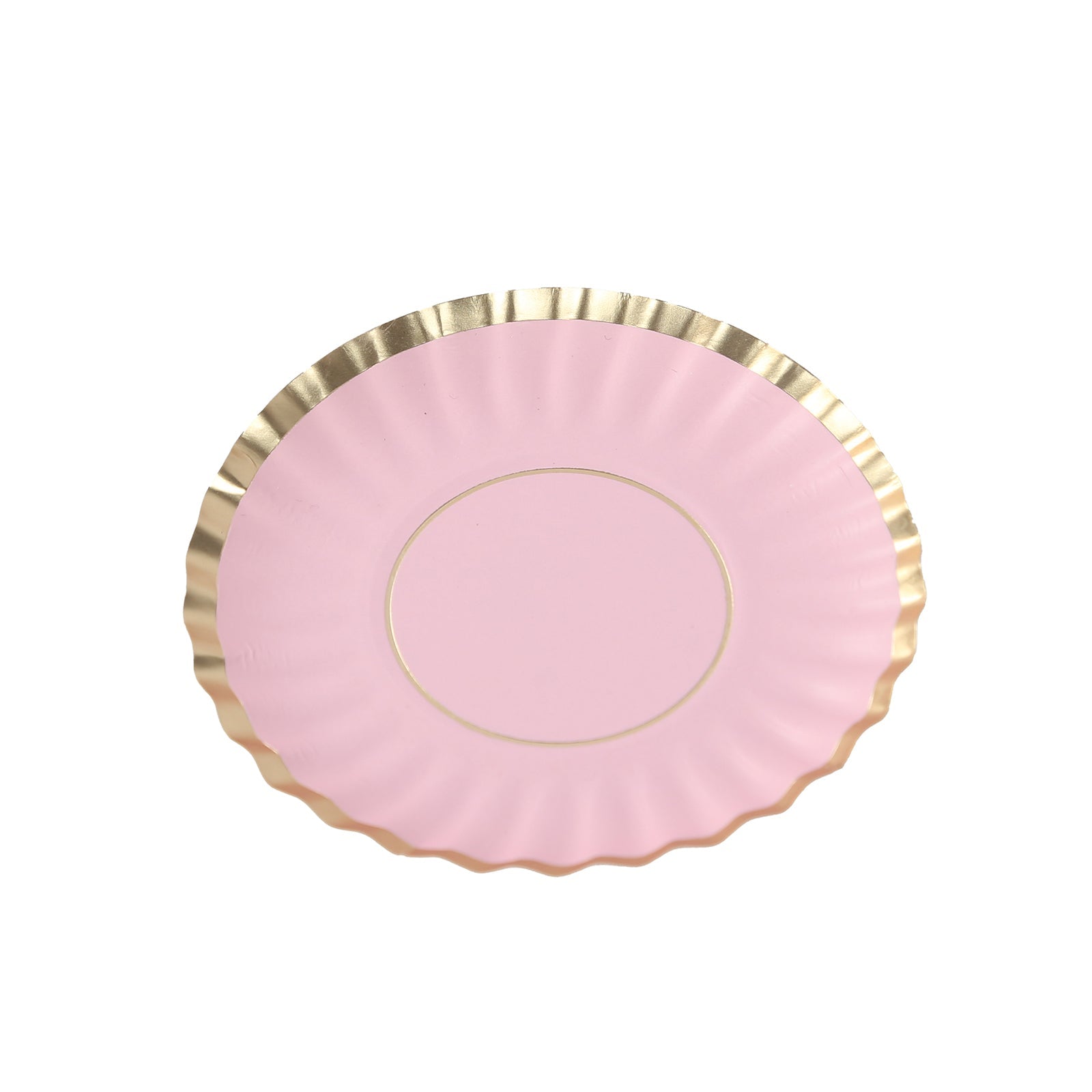50 - Pack Paper 3.5" Round Party Plates in Blush with Gold Scalloped Rim - Disposable Mini 250GSM Dessert Plates for Tapas, Appetizers & Finger Foods - Bell Racket Store