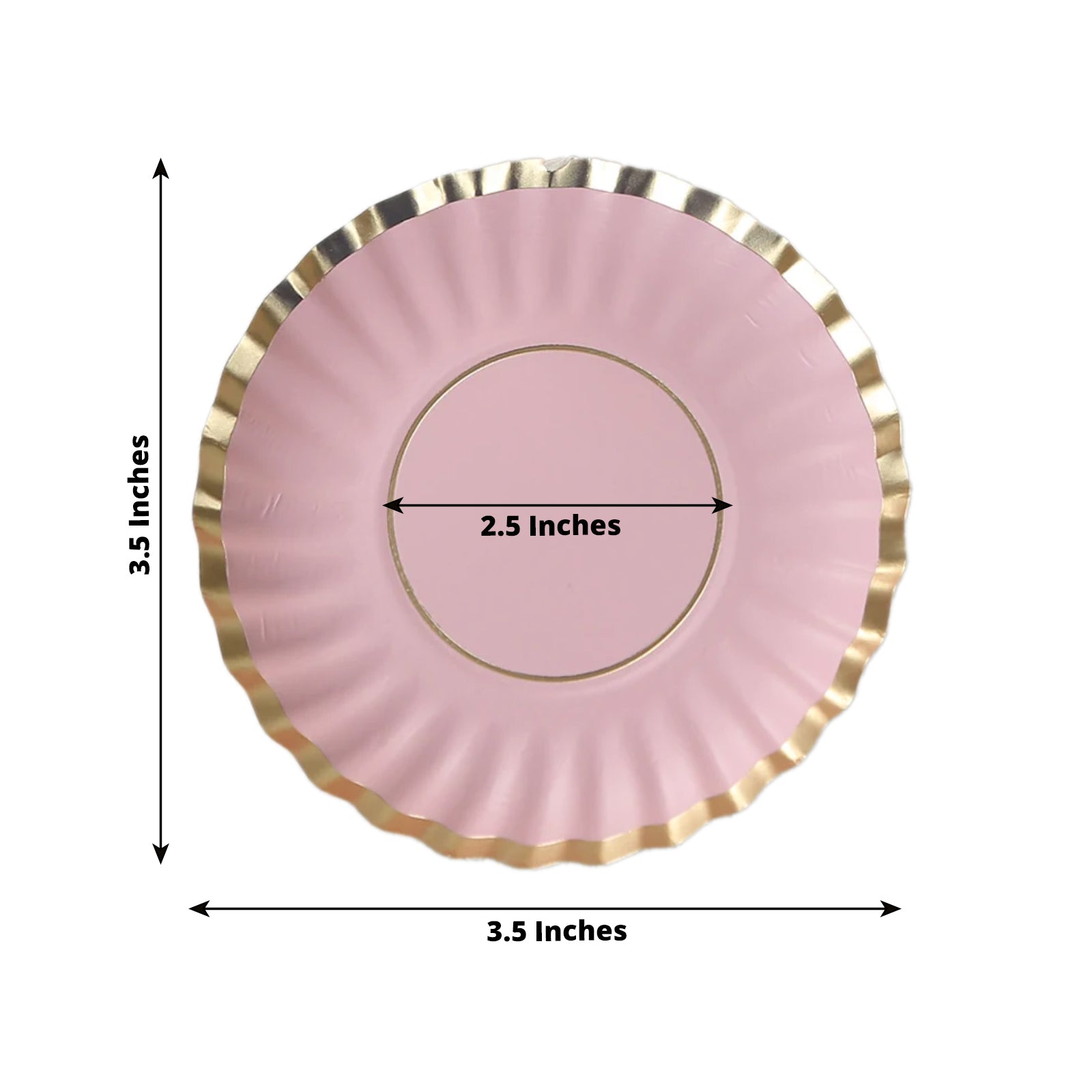 50 - Pack Paper 3.5" Round Party Plates in Blush with Gold Scalloped Rim - Disposable Mini 250GSM Dessert Plates for Tapas, Appetizers & Finger Foods - Bell Racket Store