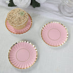 50 - Pack Paper 3.5" Round Party Plates in Blush with Gold Scalloped Rim - Disposable Mini 250GSM Dessert Plates for Tapas, Appetizers & Finger Foods - Bell Racket Store