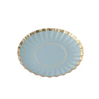 50 - Pack Paper 3.5" Round Party Plates in Dusty Blue with Gold Scalloped Rim for Tapas, Appetizers & Finger Foods - Bell Racket Store