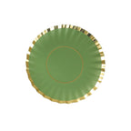 50 - Pack Paper 3.5" Round Party Plates in Dusty Sage Green with Gold Scalloped Rim for Tapas, Appetizers & Finger Foods - Bell Racket Store