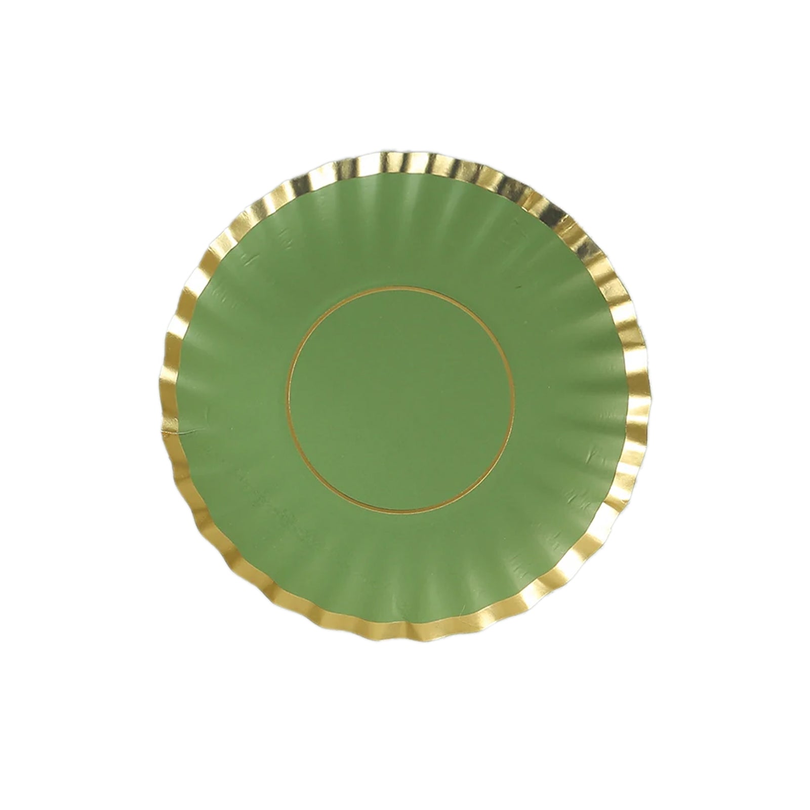 50 - Pack Paper 3.5" Round Party Plates in Dusty Sage Green with Gold Scalloped Rim for Tapas, Appetizers & Finger Foods - Bell Racket Store