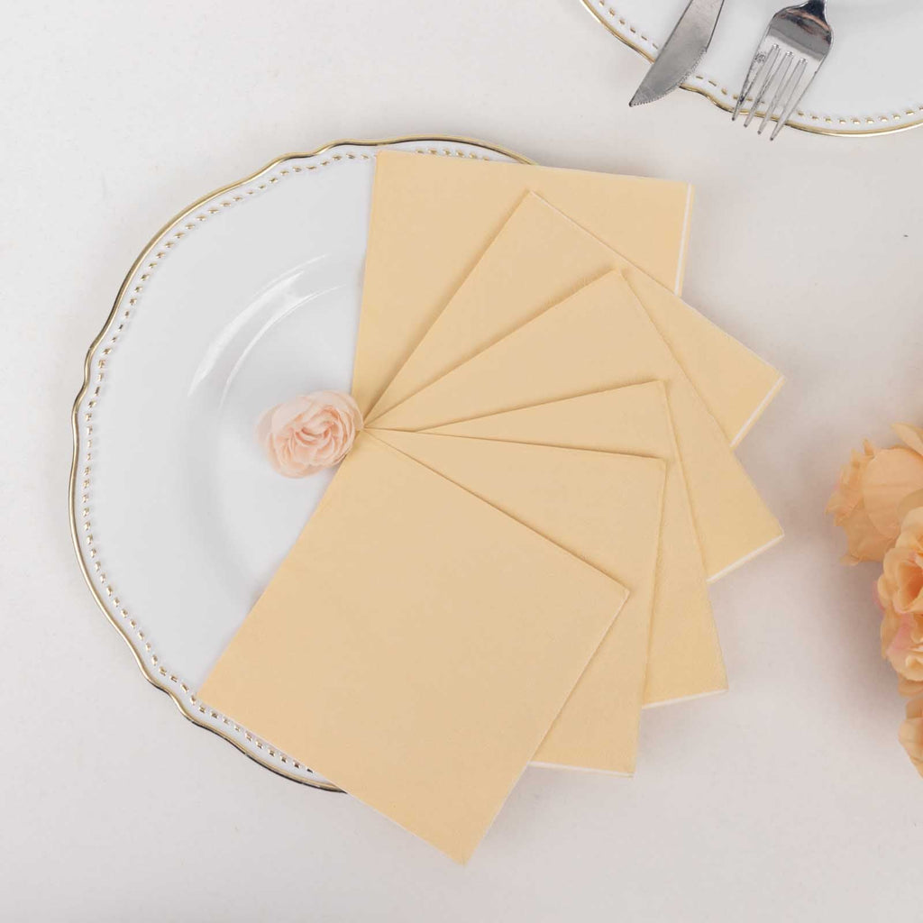50 - Pack Paper Beverage Napkins Beige - 2 Ply Disposable Soft 18GSM Cocktail Napkins 5"x5" - Bell Racket Store