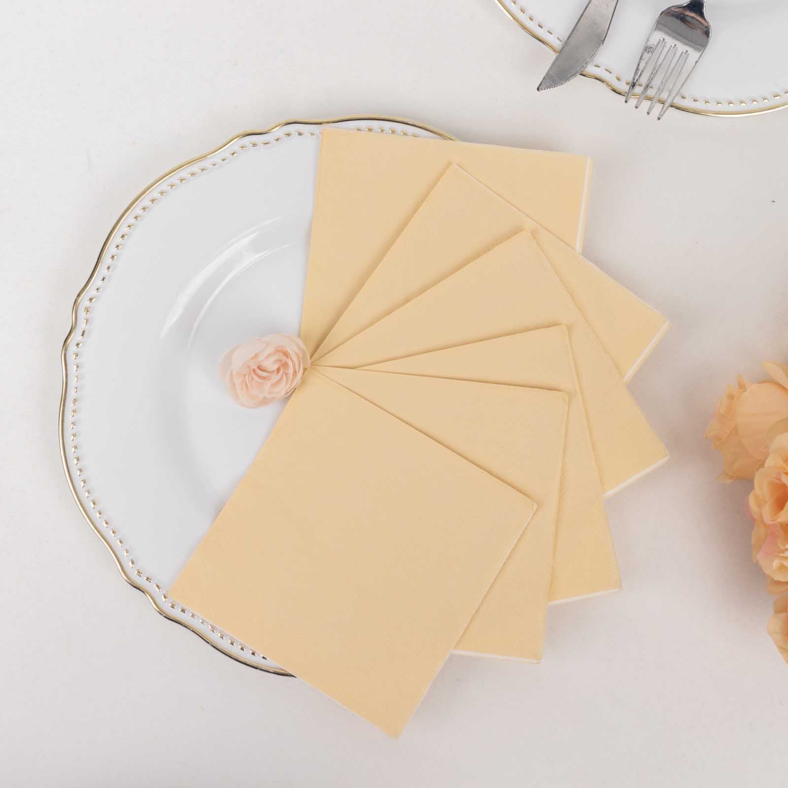 50 - Pack Paper Beverage Napkins Beige - 2 Ply Disposable Soft 18GSM Cocktail Napkins 5"x5" - Bell Racket Store