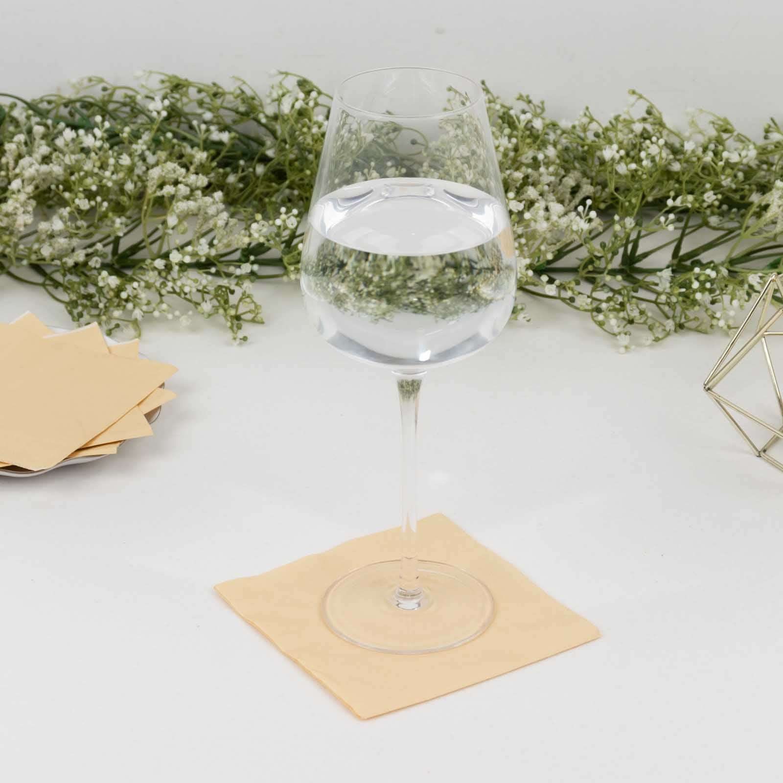 50 - Pack Paper Beverage Napkins Beige - 2 Ply Disposable Soft 18GSM Cocktail Napkins 5"x5" - Bell Racket Store