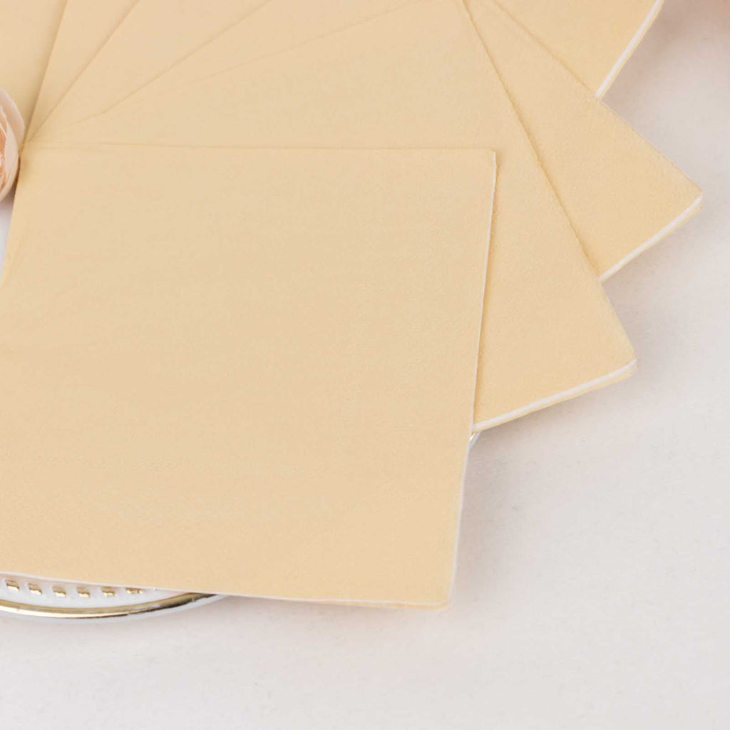 50 - Pack Paper Beverage Napkins Beige - 2 Ply Disposable Soft 18GSM Cocktail Napkins 5"x5" - Bell Racket Store