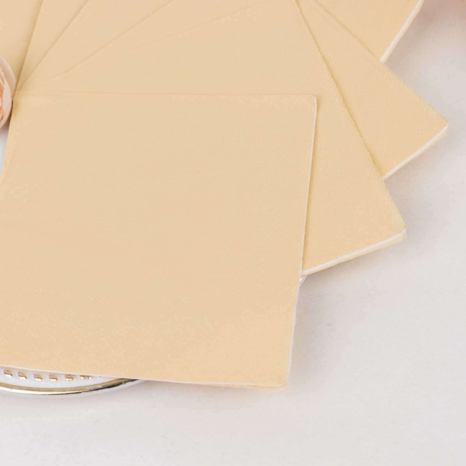 50 - Pack Paper Beverage Napkins Beige - 2 Ply Disposable Soft 18GSM Cocktail Napkins 5"x5" - Bell Racket Store
