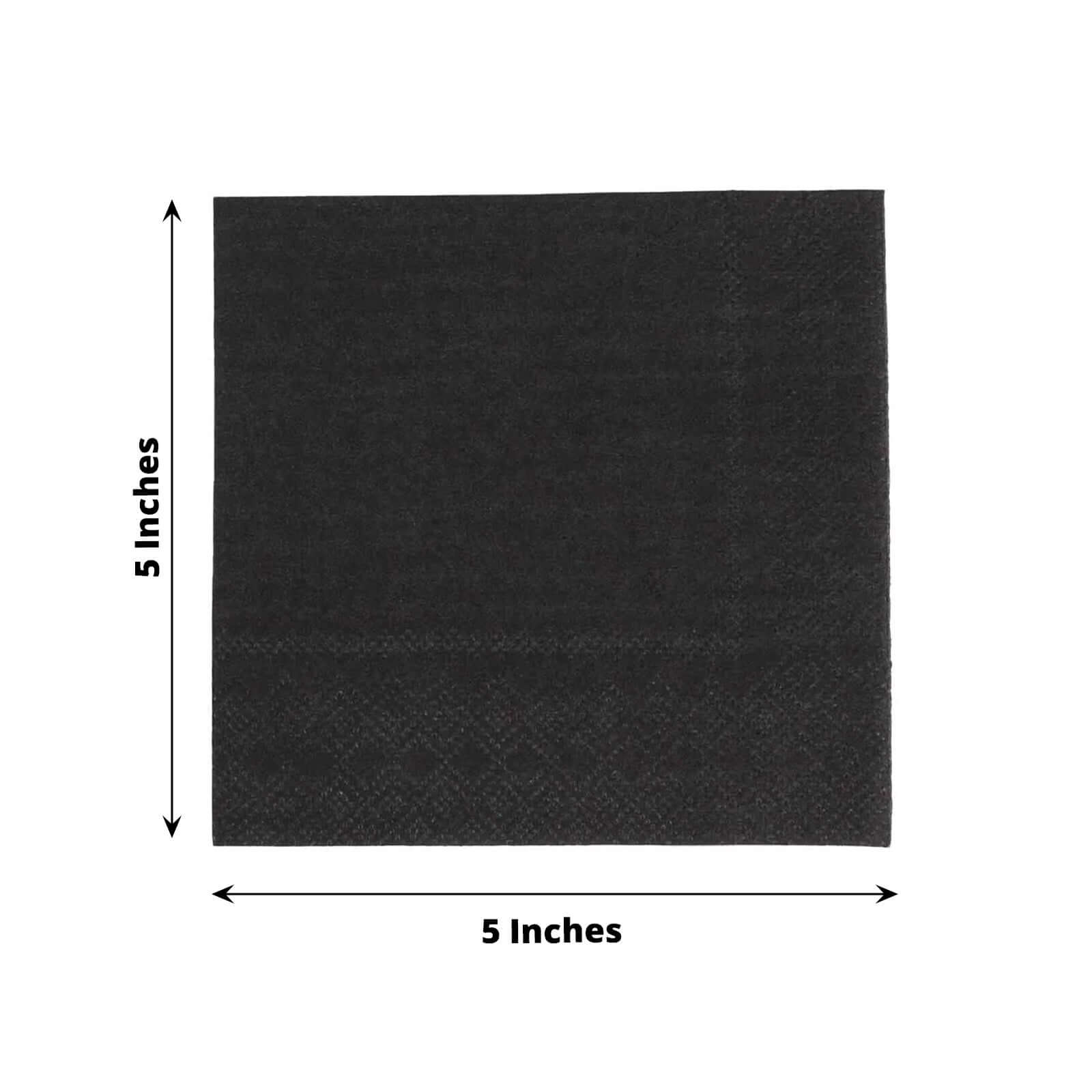 50 - Pack Paper Beverage Napkins Black - 2 Ply Disposable Soft 18GSM Cocktail Napkins for Events 5"x5" - Bell Racket Store