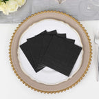 50 - Pack Paper Beverage Napkins Black - 2 Ply Disposable Soft 18GSM Cocktail Napkins for Events 5"x5" - Bell Racket Store