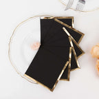 50 - Pack Paper Beverage Napkins Black with Gold Foil Edge - 2 Ply Disposable Soft 18GSM Cocktail Napkins for Events 5"x5" - Bell Racket Store