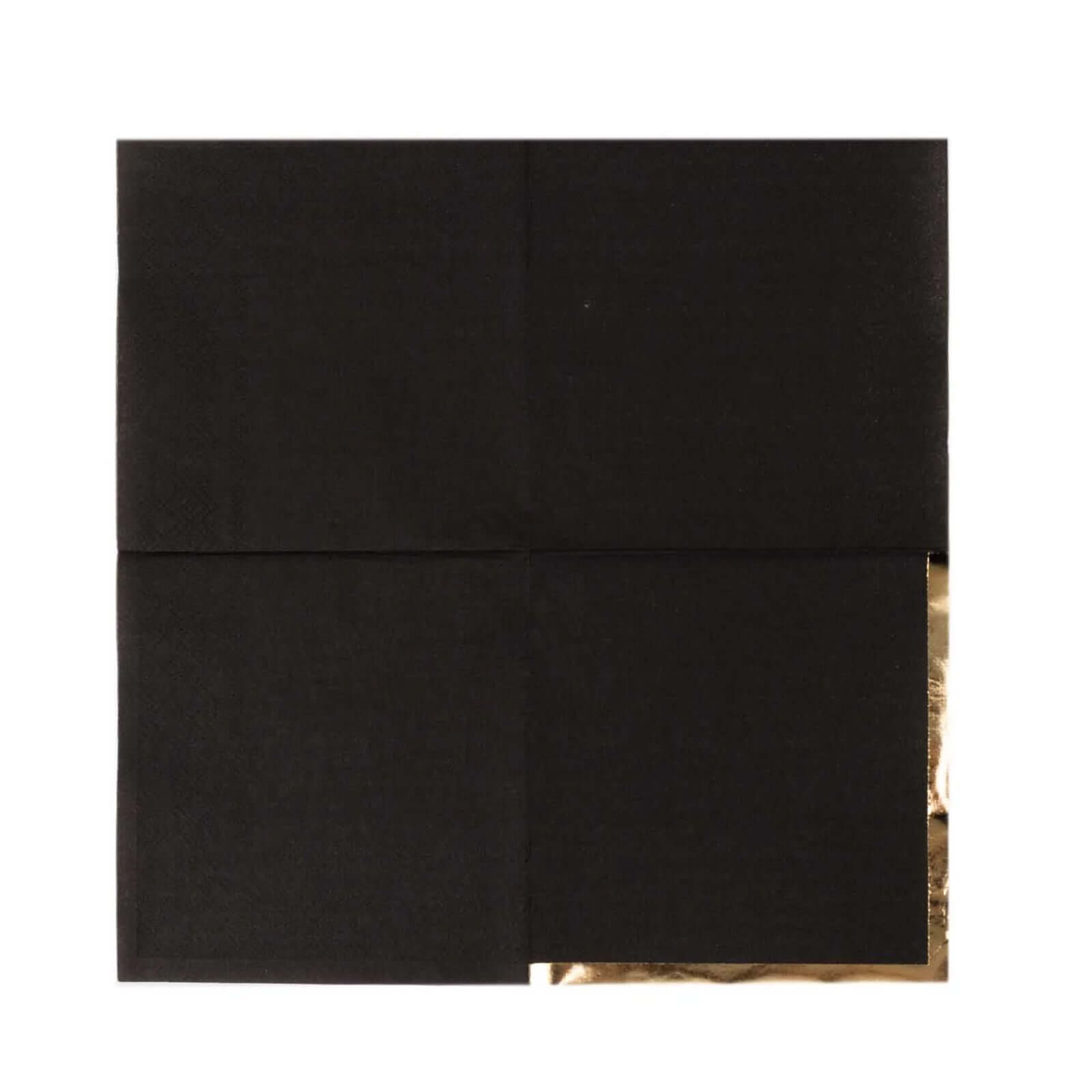 50 - Pack Paper Beverage Napkins Black with Gold Foil Edge - 2 Ply Disposable Soft 18GSM Cocktail Napkins for Events 5"x5" - Bell Racket Store