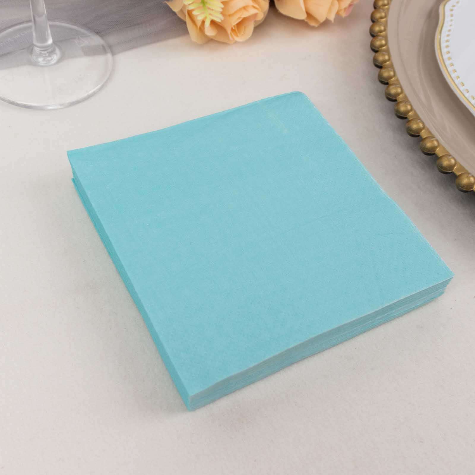 50 - Pack Paper Beverage Napkins Blue - 2 Ply Disposable Soft 18GSM Cocktail Napkins 5"x5" - Bell Racket Store