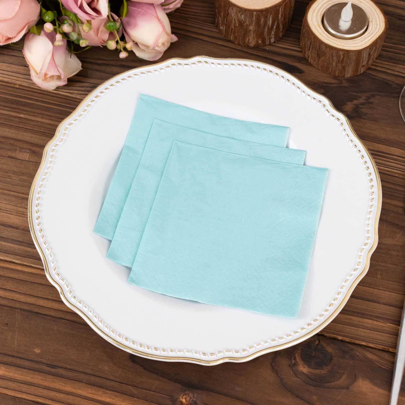50 - Pack Paper Beverage Napkins Blue - 2 Ply Disposable Soft 18GSM Cocktail Napkins 5"x5" - Bell Racket Store