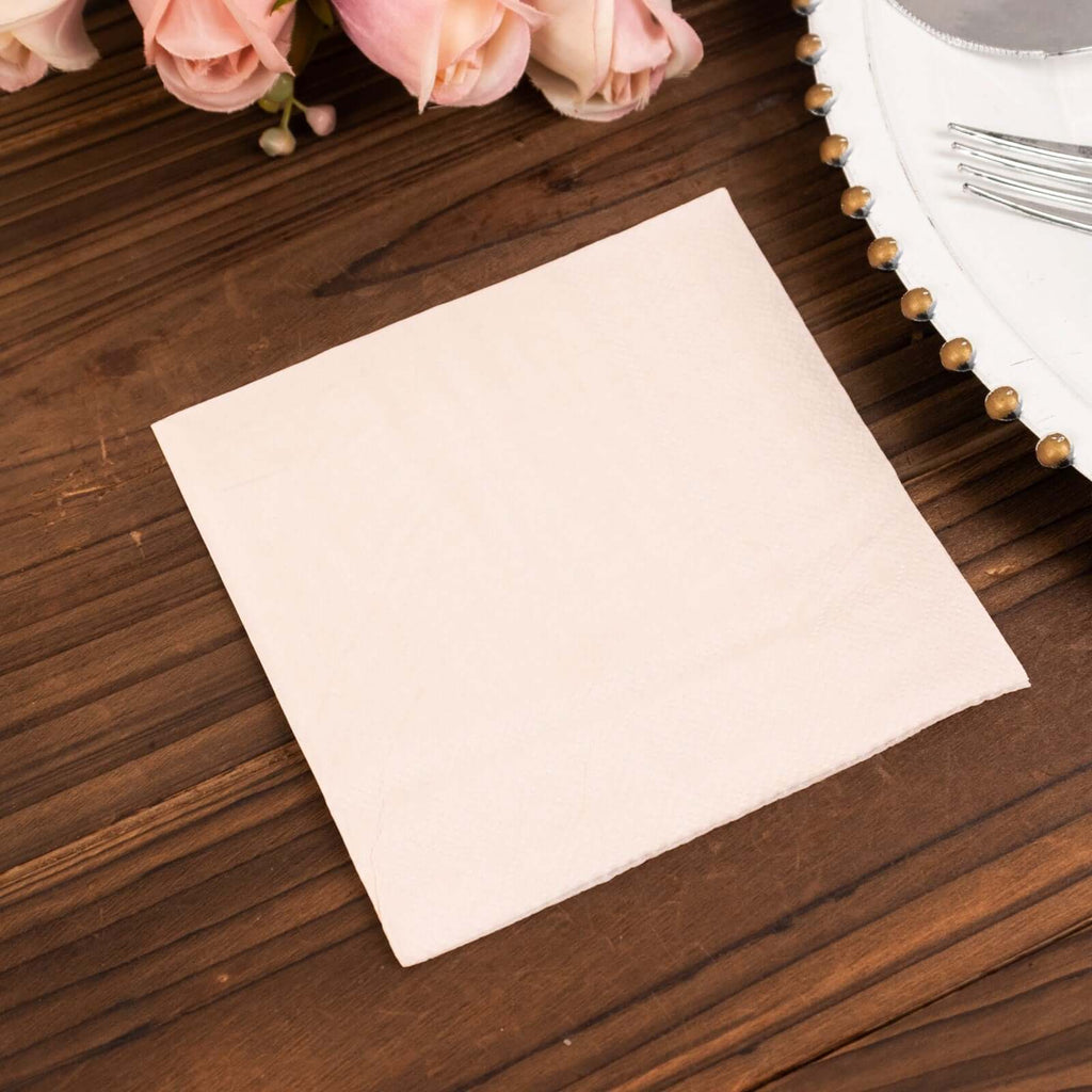 50 - Pack Paper Beverage Napkins Blush - 2 Ply Disposable Soft 18GSM Cocktail Napkins 5"x5" - Bell Racket Store