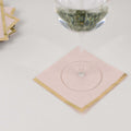 50 - Pack Paper Beverage Napkins Blush with Gold Foil Edge - 2 Ply Disposable Soft 18GSM Cocktail Napkins 5"x5" - Bell Racket Store