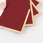 50 - Pack Paper Beverage Napkins Burgundy with Gold Foil Edge - 2 Ply Disposable Soft 18GSM Cocktail Napkins 5"x5" - Bell Racket Store