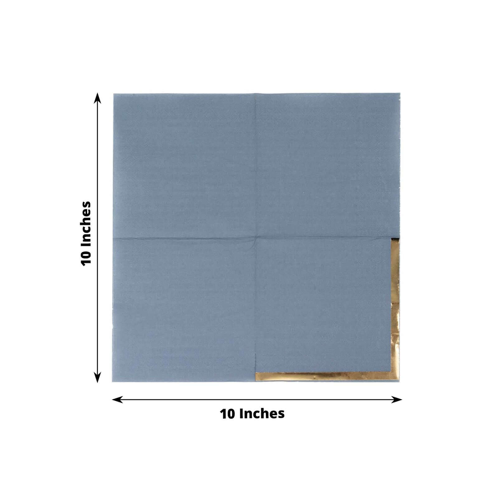 50 - Pack Paper Beverage Napkins Dusty Blue with Gold Foil Edge - 2 Ply Disposable Soft 18GSM Cocktail Napkins 5"x5" - Bell Racket Store