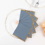 50 - Pack Paper Beverage Napkins Dusty Blue with Gold Foil Edge - 2 Ply Disposable Soft 18GSM Cocktail Napkins 5"x5" - Bell Racket Store