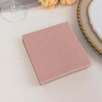 50 - Pack Paper Beverage Napkins Dusty Rose - 2 Ply Disposable Soft 18GSM Cocktail Napkins 5"x5" - Bell Racket Store