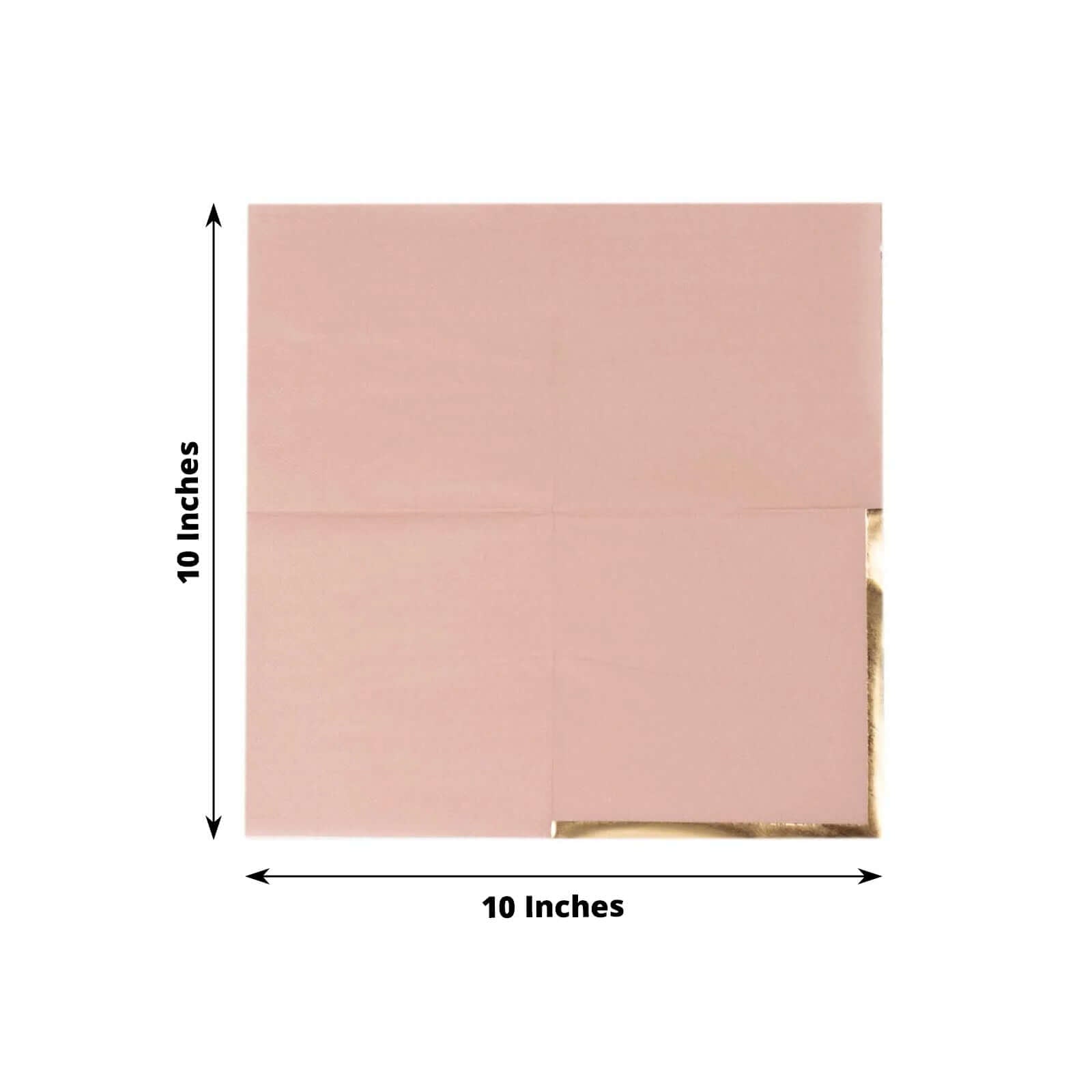 50 - Pack Paper Beverage Napkins Dusty Rose with Gold Foil Edge - 2 Ply Disposable Soft 18GSM Cocktail Napkins 5"x5" - Bell Racket Store