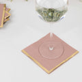 50 - Pack Paper Beverage Napkins Dusty Rose with Gold Foil Edge - 2 Ply Disposable Soft 18GSM Cocktail Napkins 5"x5" - Bell Racket Store