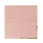 50 - Pack Paper Beverage Napkins Dusty Rose with Gold Foil Edge - 2 Ply Disposable Soft 18GSM Cocktail Napkins 5"x5" - Bell Racket Store