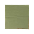 50 - Pack Paper Beverage Napkins Dusty Sage Green with Gold Foil Edge - 2 Ply Disposable Soft 18GSM Cocktail Napkins 5"x5" - Bell Racket Store