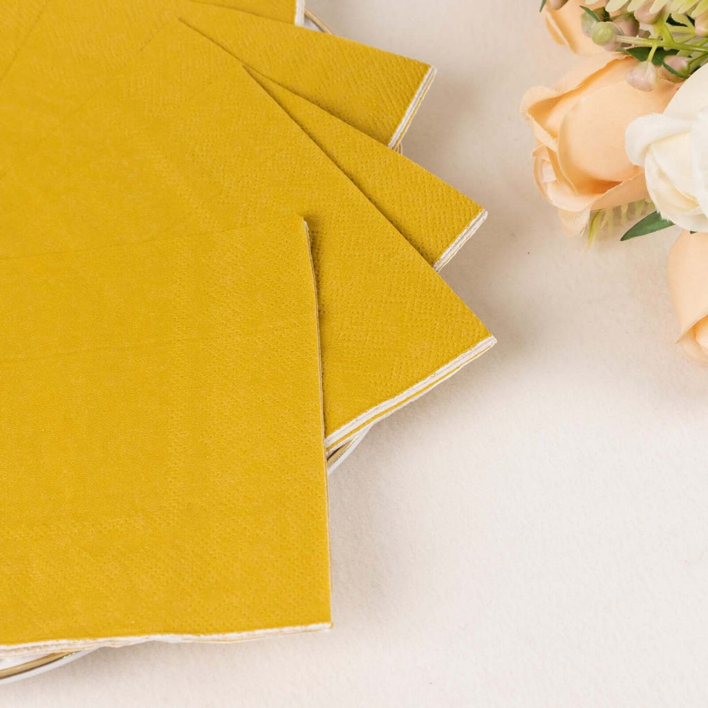 50 - Pack Paper Beverage Napkins Gold - 2 Ply Disposable Soft 18GSM Cocktail Napkins for Events 5"x5" - Bell Racket Store