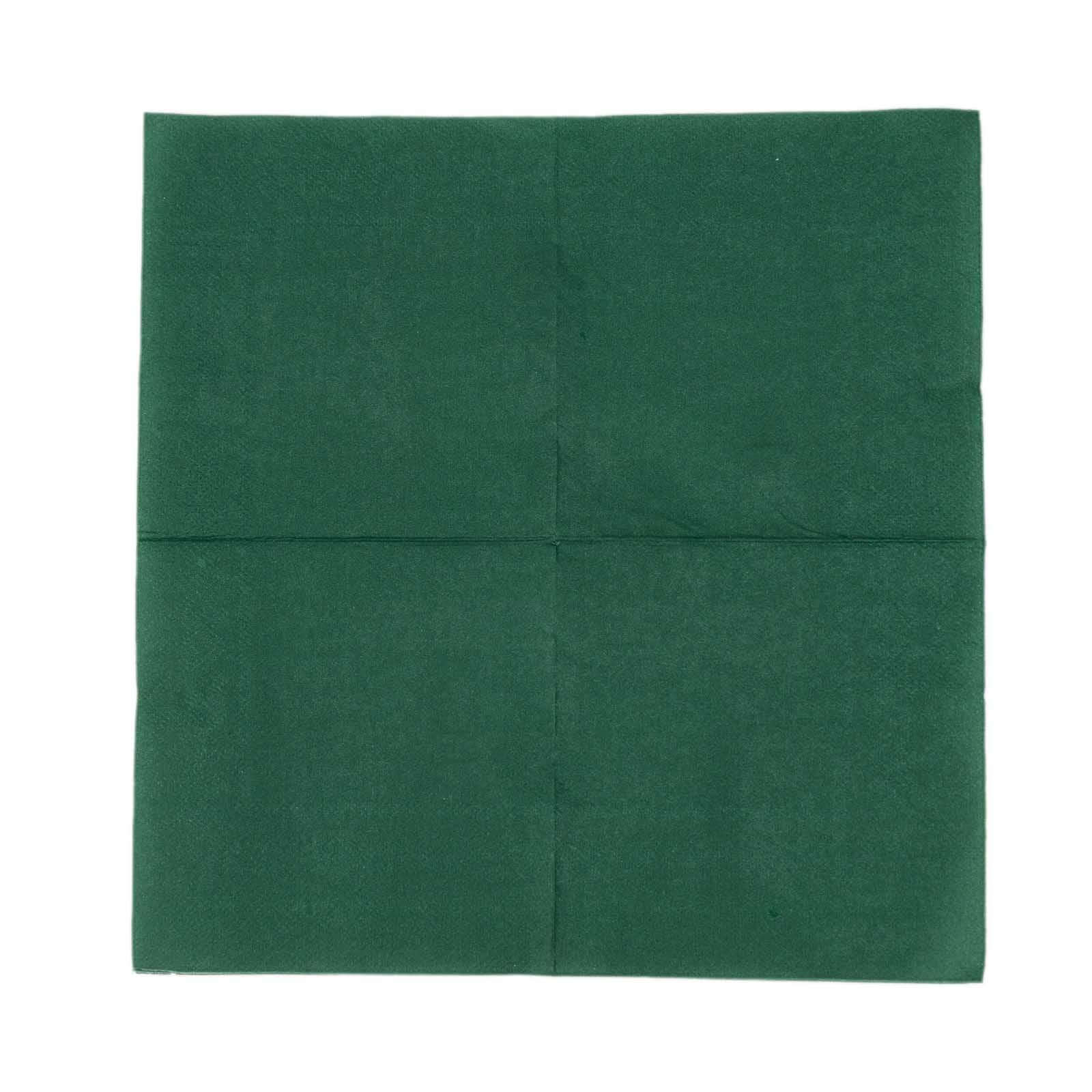 50 - Pack Paper Beverage Napkins Hunter Emerald Green - 2 Ply Disposable Soft 18GSM Cocktail Napkins 5"x5" - Bell Racket Store
