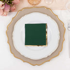 50 - Pack Paper Beverage Napkins Hunter Emerald Green with Gold Foil Edge - 2 Ply Disposable Soft 18GSM Cocktail Napkins 5"x5" - Bell Racket Store