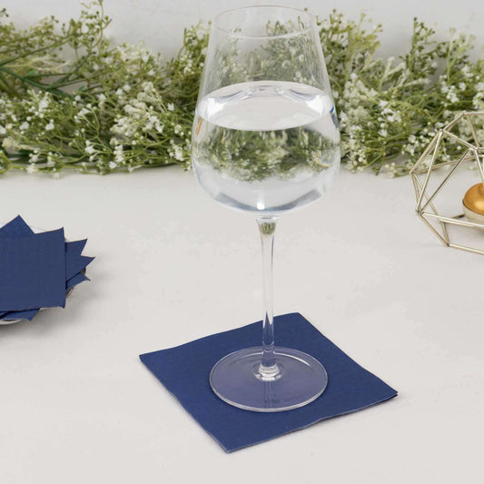 50 - Pack Paper Beverage Napkins Navy Blue - 2 Ply Disposable Soft 18GSM Cocktail Napkins 5"x5" - Bell Racket Store