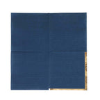 50 - Pack Paper Beverage Napkins Navy Blue with Gold Foil Edge - 2 Ply Disposable Soft 18GSM Cocktail Napkins 5"x5" - Bell Racket Store