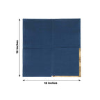 50 - Pack Paper Beverage Napkins Navy Blue with Gold Foil Edge - 2 Ply Disposable Soft 18GSM Cocktail Napkins 5"x5" - Bell Racket Store