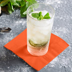 50 - Pack Paper Beverage Napkins Orange - 2 Ply Disposable Soft 18GSM Cocktail Napkins 5"x5" - Bell Racket Store
