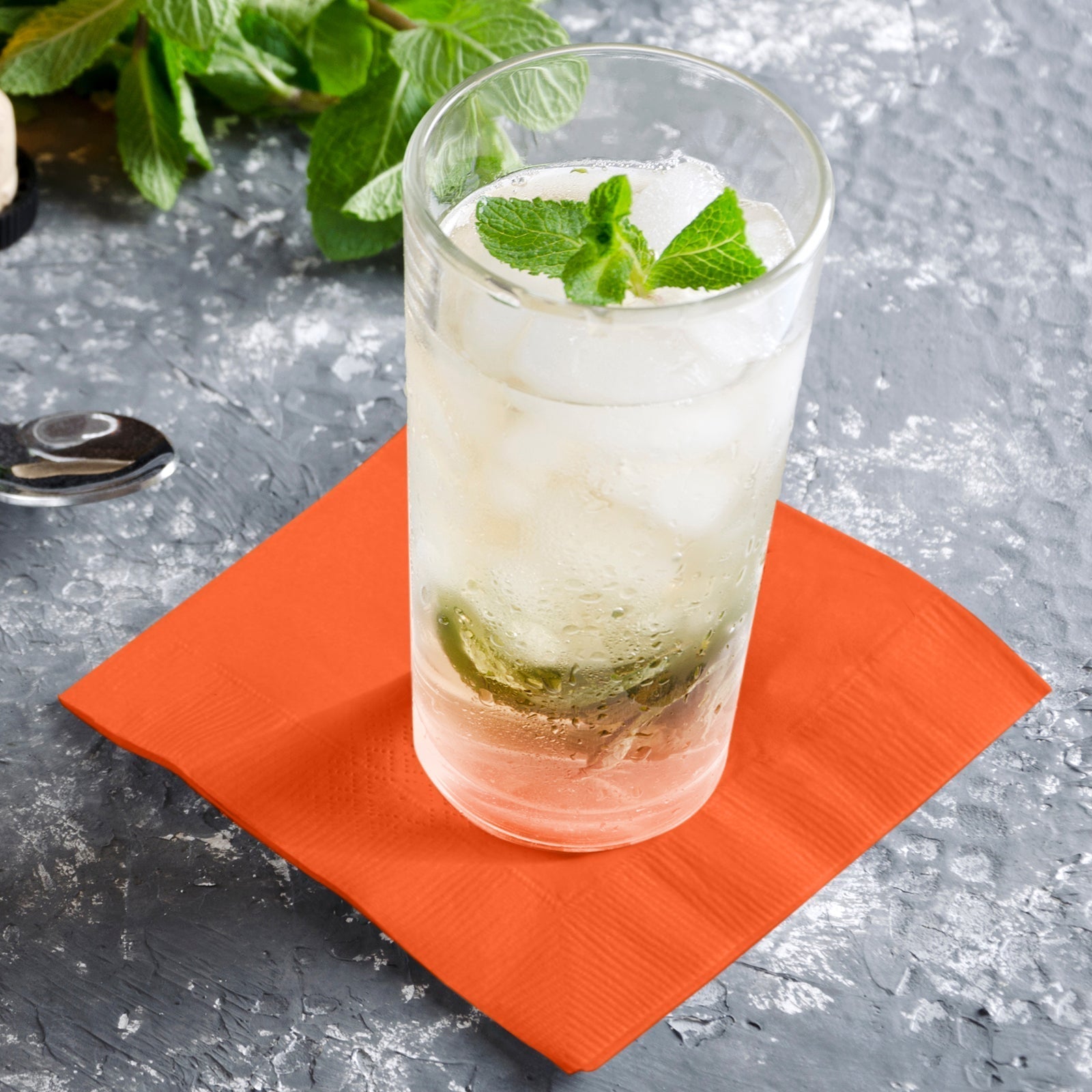 50 - Pack Paper Beverage Napkins Orange - 2 Ply Disposable Soft 18GSM Cocktail Napkins 5"x5" - Bell Racket Store