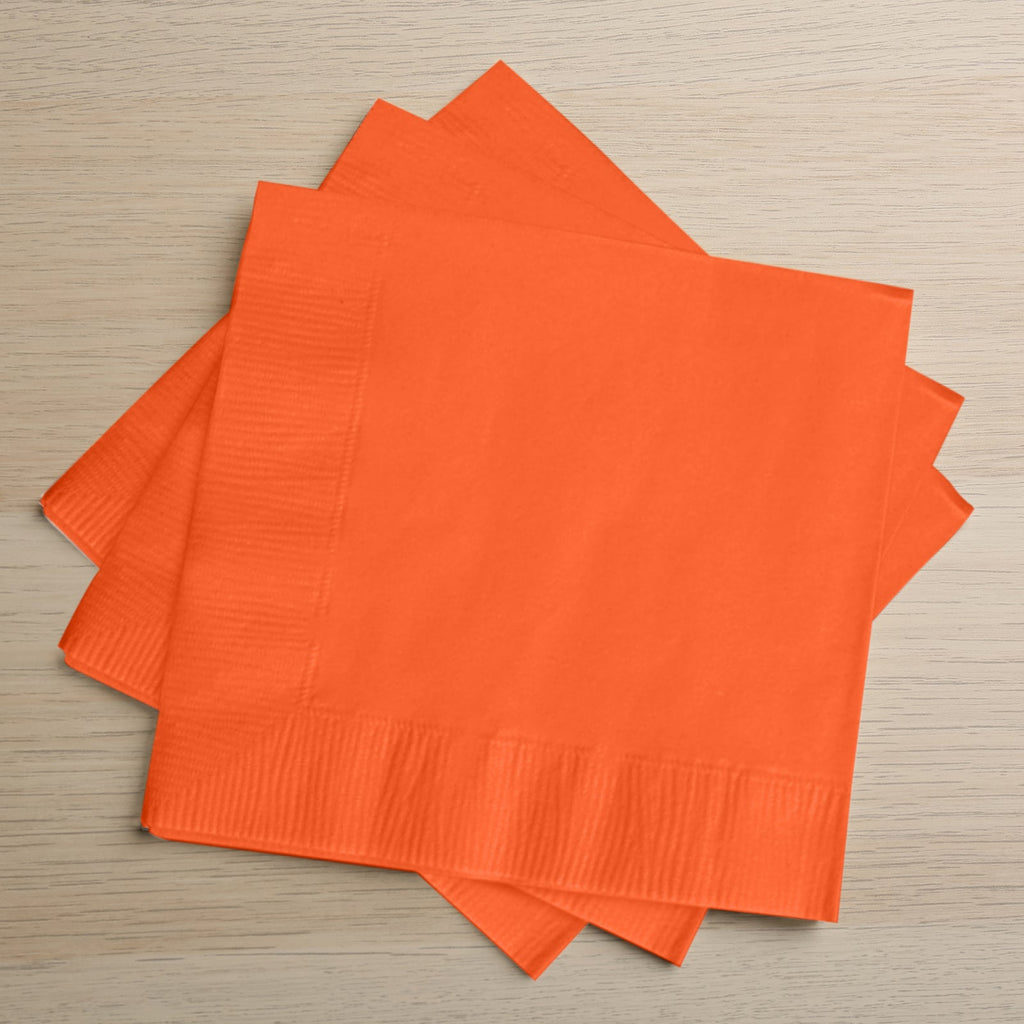 50 - Pack Paper Beverage Napkins Orange - 2 Ply Disposable Soft 18GSM Cocktail Napkins 5"x5" - Bell Racket Store