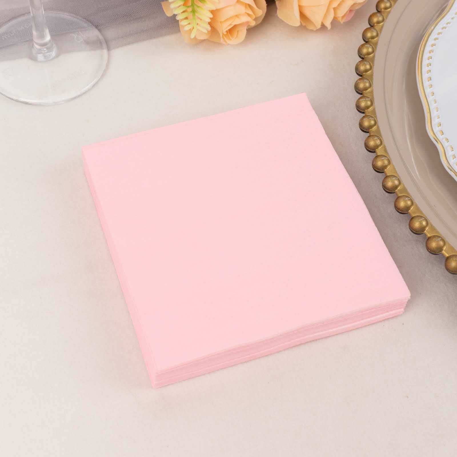 50 - Pack Paper Beverage Napkins Pink - 2 Ply Disposable Soft 18GSM Cocktail Napkins 5"x5" - Bell Racket Store