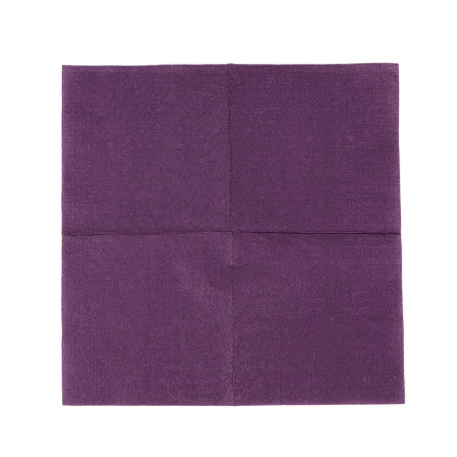 50 - Pack Paper Beverage Napkins Purple - 2 Ply Disposable Soft 18GSM Cocktail Napkins 5"x5" - Bell Racket Store