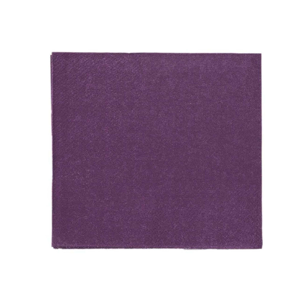 50 - Pack Paper Beverage Napkins Purple - 2 Ply Disposable Soft 18GSM Cocktail Napkins 5"x5" - Bell Racket Store