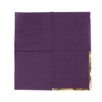 50 - Pack Paper Beverage Napkins Purple with Gold Foil Edge - 2 Ply Disposable Soft 18GSM Cocktail Napkins 5"x5" - Bell Racket Store