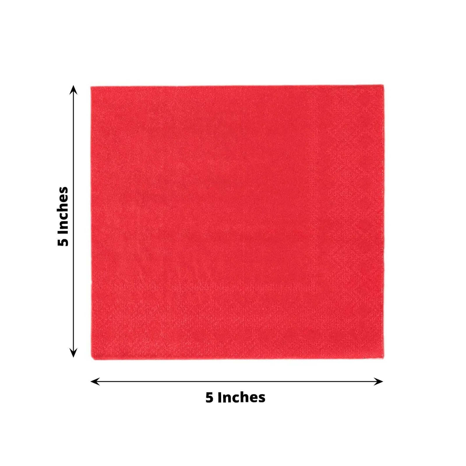 50 - Pack Paper Beverage Napkins Red - 2 Ply Disposable Soft 18GSM Cocktail Napkins 5"x5" - Bell Racket Store