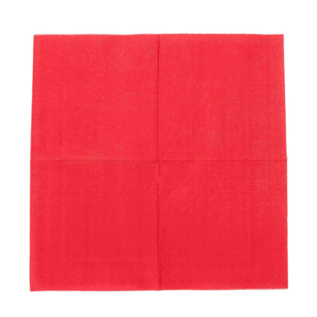 50 - Pack Paper Beverage Napkins Red - 2 Ply Disposable Soft 18GSM Cocktail Napkins 5"x5" - Bell Racket Store