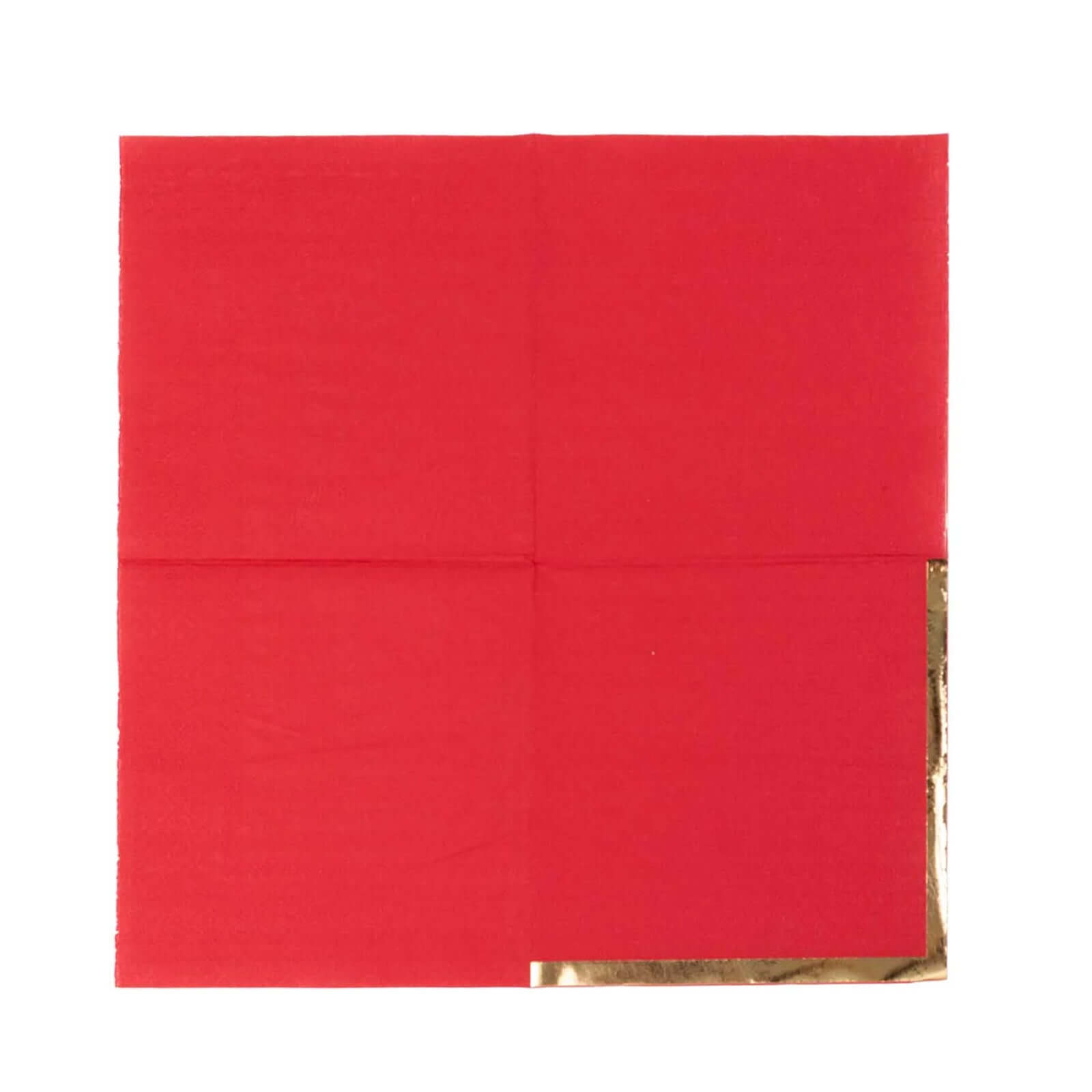 50 - Pack Paper Beverage Napkins Red with Gold Foil Edge - 2 Ply Disposable Soft 18GSM Cocktail Napkins 5"x5" - Bell Racket Store