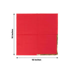 50 - Pack Paper Beverage Napkins Red with Gold Foil Edge - 2 Ply Disposable Soft 18GSM Cocktail Napkins 5"x5" - Bell Racket Store